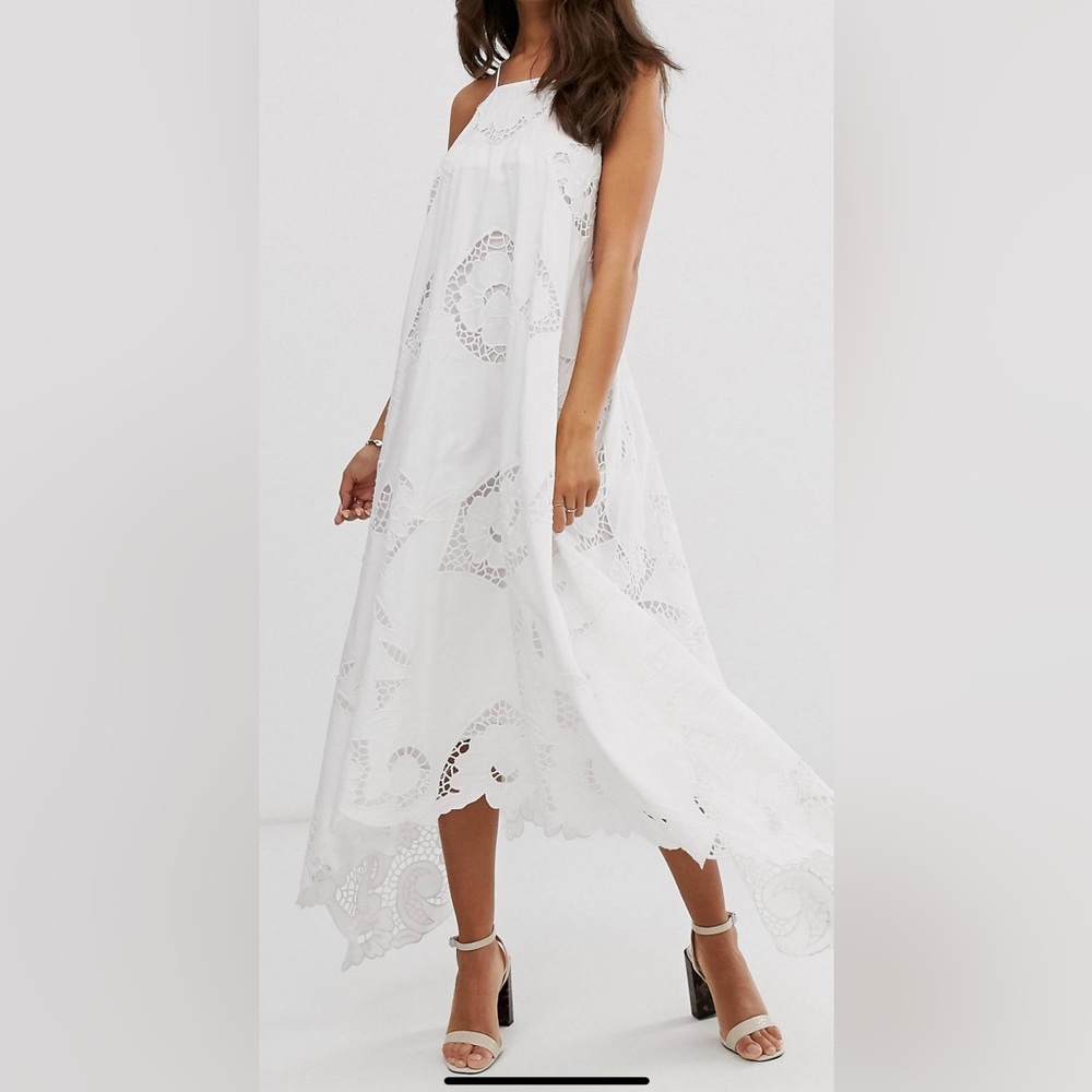 ASOS EDITION CUTWORK HALTER SWING DRESS